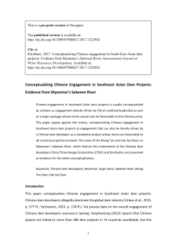 Conceptualizing Chinese Engagement in Southeast Asian Dam