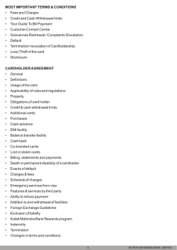 Credit Card Terms and Conditions