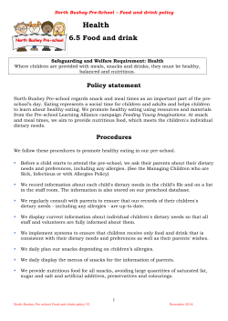 Food and drink - North Bushey Preschool