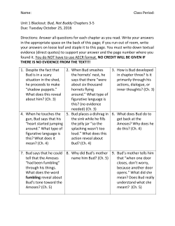 Name: Class Period: Unit 1 Blackout: Bud, Not Buddy Chapters 3