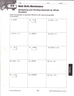 Multiplying and Dividing Decimals