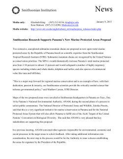 Smithsonian Research Supports Panama`s New Marine Protected
