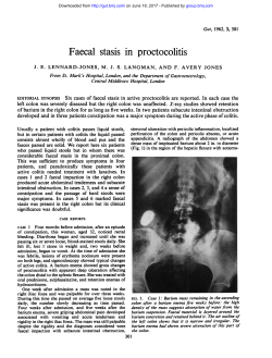 Faecal stasis in proctocolitis