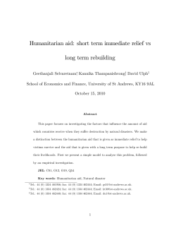 Humanitarian aid: short term immediate relief vs