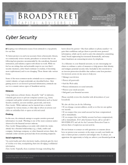 Cyber Security - Broad Street Capital Advisors