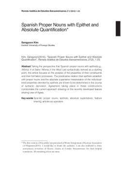 Spanish Proper Nouns with Epithet and Absolute Quantification*