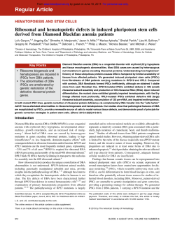 Ribosomal and hematopoietic defects in induced pluripotent stem