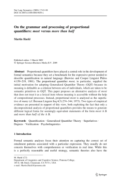 On the grammar and processing of proportional quantifiers: most