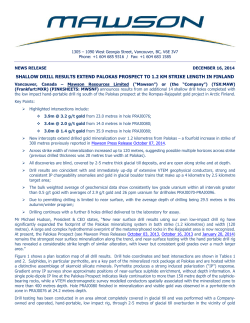 Mawson Resources Shallow Drill Results Extend Palokas to 1.2 km