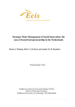 Strategic Niche Management of Social Innovations
