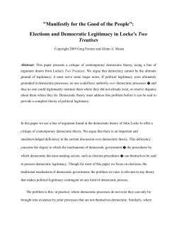 Elections and Democratic Legitimacy in Locke`s Two Treatises