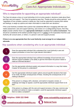 Care Act: Appropriate Individuals
