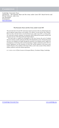 The Dynastic State and the Army under Louis XIV