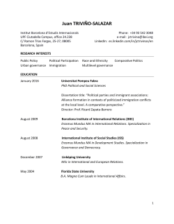 Juan TRIVI&Ntilde;O-SALAZAR - Institut Barcelona d`Estudis Internacionals