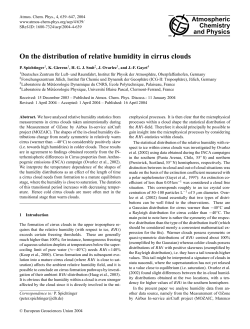 On the distribution of relative humidity in cirrus clouds