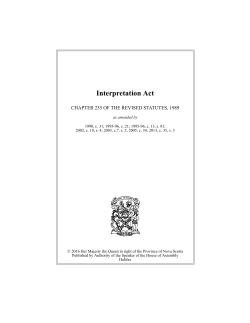 Interpretation Act - The Nova Scotia Legislature