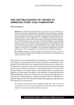 The Neutralization of Tropes in Armenian Fairy Tale