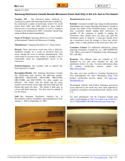 March 23, 2012 RECALL RCL12-15 Samsung Electronics Canada