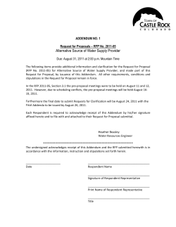 Alterna ative Source e of Water S Supply Provi ider