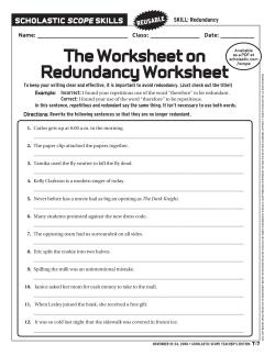 The Worksheet on Redundancy Worksheet