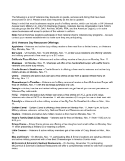 2013 Veterans Day Restaurant Offerings: