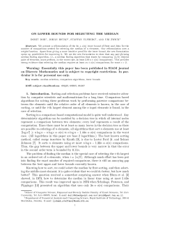 On lower bounds for selecting the median