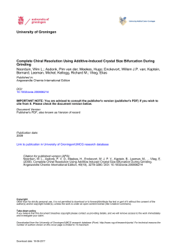 University of Groningen Complete Chiral Resolution Using Additive