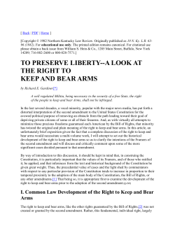 to preserve liberty--a look at the right to keep and bear arms
