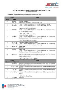 SCHEME OF WORK Combined Humanities (History Elective)
