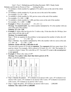 Unit 3: Test 1: Multiplying and Dividing Decimals: NBT.2 Study