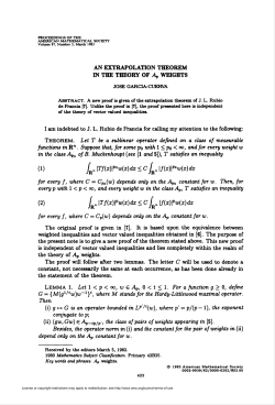 (1) |r&bdquo; \Tf(x)rw(x)dx < c/r&bdquo; \f(x)rw(x)dx