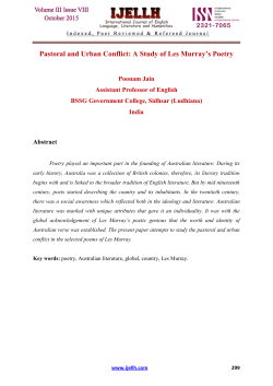 Pastoral and Urban Conflict: A Study of Les Murray`s Poetry