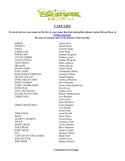 CAST LIST - Center Stage Theatre (Kalamazoo)