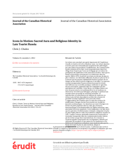 Icons in Motion: Sacred Aura and Religious Identity in Late Tsarist