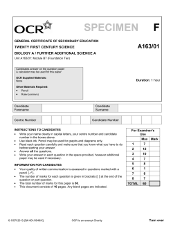 Unit A163/01 - Biology module B7 - Foundation