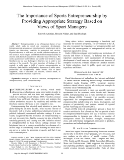 The Importance of Sports Entrepreneurship by Providing