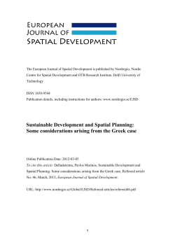 Sustainable Development and Spatial Planning: Some