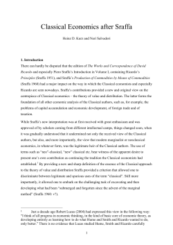 Classical Economics After Sraffa-1