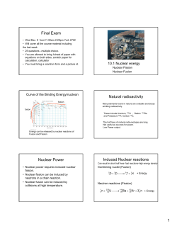 Final Exam Natural radioactivity Nuclear Power