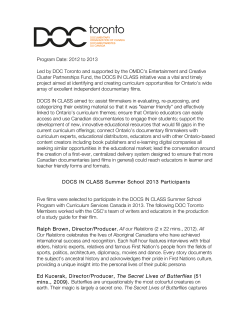 Program Date: 2012 to 2013 Led by DOC Toronto