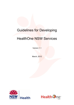 Guidelines for Developing HealthOne NSW Services