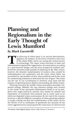Planning and RegionalisDl in the Early Thought of Lewis MUDlford