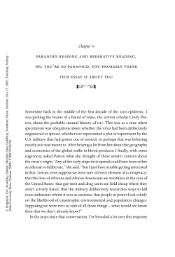 Paranoid Reading and Reparative Reading