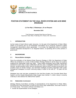 postion statement on the vaal river system and acid mine drainage