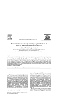 A novel method for net-shape forming of hypereutectic Al&ndash;Si alloys