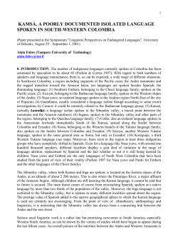 kamsá, a poorly documented isolated language spoken in south