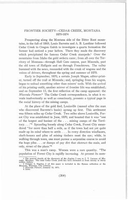 FRONTIER SOCIETY-CEDAR CREEK, MONTANA Prospecting