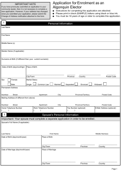 Application for Enrolment as an Algonquin Elector