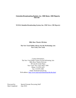 Guide to the Columbia Broadcasting System, Inc. CBS News. CBS