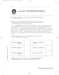 GUIDED READING The Harding Presidency GUIDED READING